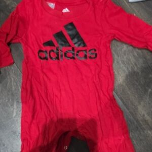 Adidas Kids Red Bodysuit with Black Logo